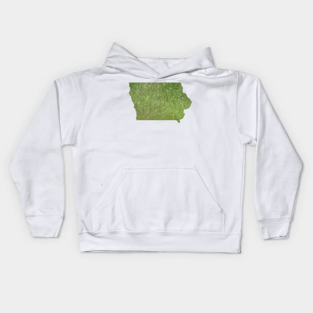 Green Iowa Outline Kids Hoodie by hannahehansen